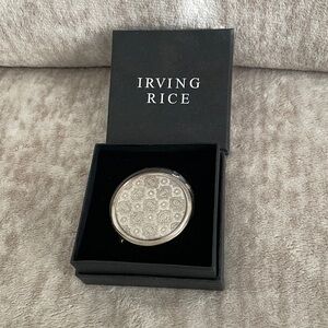 Vintage Irving Rice Silver Compact Mirror with crystals-New in Box